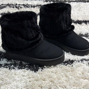 Women's Black Faux Fur Boots